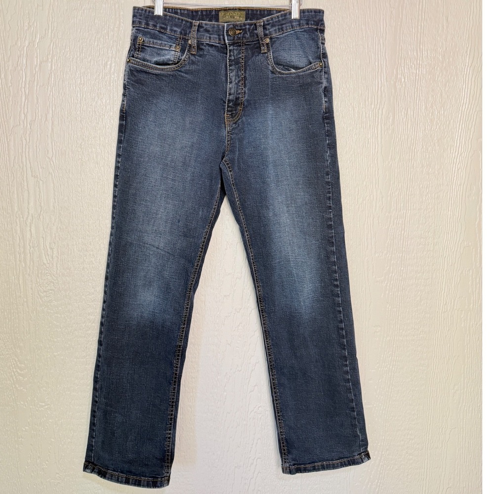 Urban Star Mens Relaxed Fit Straight Leg Blue Jeans Stretch Dark Wash 34x30